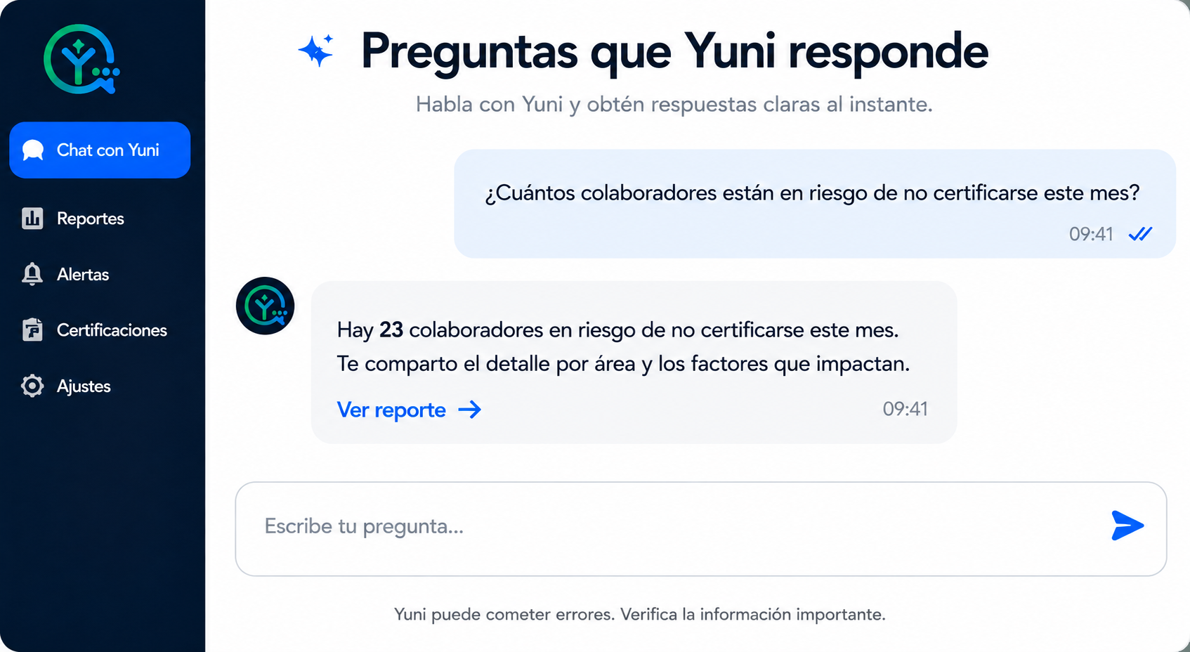 Preguntas que responde Yuni